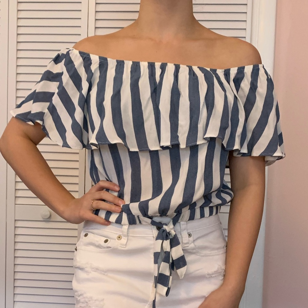NWT Blue and white striped top